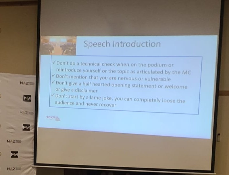 MarketersZim's tweet photo. Session 4:,Day 2 at the #ACPD23...@joelgombera presents on Public Speaking techniques. https://t.co/e6RA5074y5