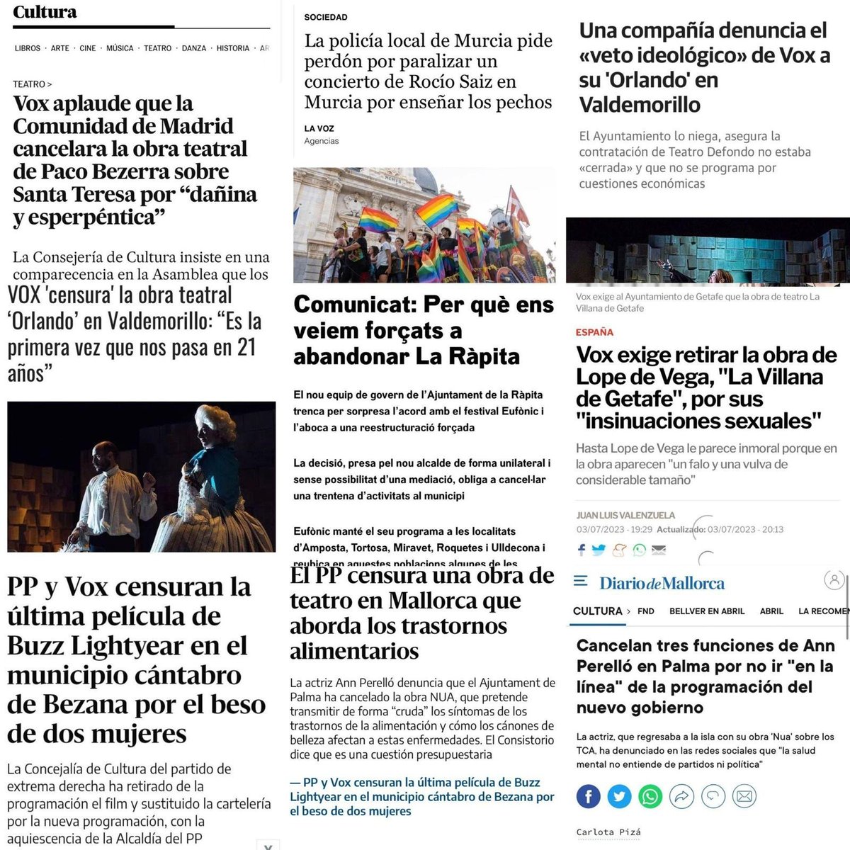 REscudero_Actor's tweet photo. *Las y los profesionales del mundo de la cultura queremos denunciar el retorno de la censura que está atentando contra la libertad de expresión, un derecho consolidado social y democráticamente en nuestra Constitución. 
(...) https://t.co/FhvvFJPkAW