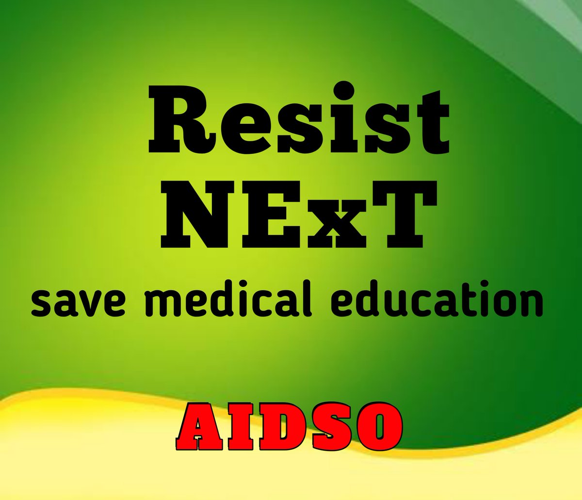 Say no to #NEXT

Resist NExT - stop burdening MBBS students with unnecessary examinations

#nonextfor2019batch
#cancelnext
#savemedicaleducation
#AIDSO

<a href="/NMC_IND/">National Medical Commission</a>
<a href="/medicaldialogs/">Medical Dialogues</a> <a href="/MoHFW_INDIA/">Ministry of Health</a> <a href="/PMOIndia/">PMO India</a>