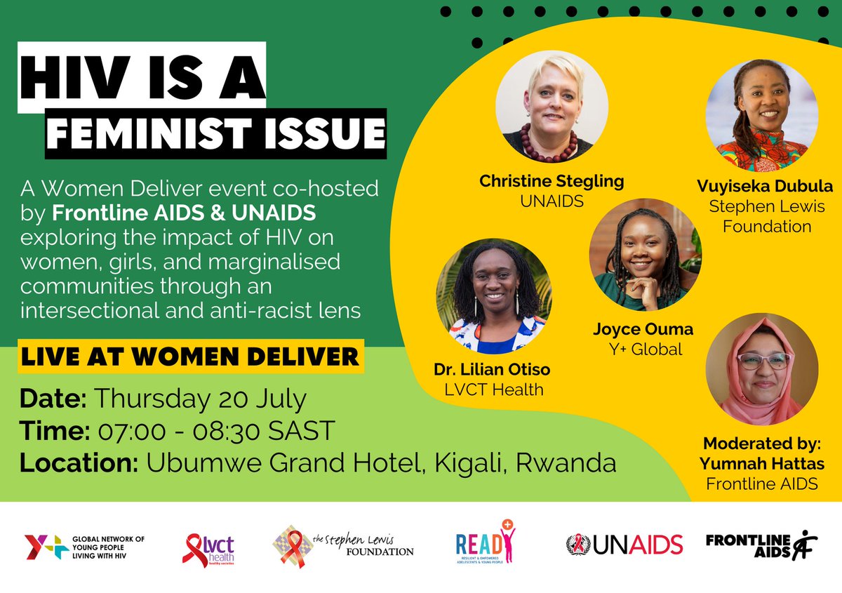 Y+ Global (@yplus_global) on Twitter photo Are you attending <a href="/WomenDeliver/">Women Deliver</a>? Join us for this side event as we tackle emerging issues, such as the impact of #HIV on women, girls and marginalised communities, through an intersectional and anti-racist lens. Together, we can find innovative solutions. #WD2023
Register your Are you attending <a href="/WomenDeliver/">Women Deliver</a>? Join us for this side event as we tackle emerging issues, such as the impact of #HIV on women, girls and marginalised communities, through an intersectional and anti-racist lens. Together, we can find innovative solutions. #WD2023
Register your