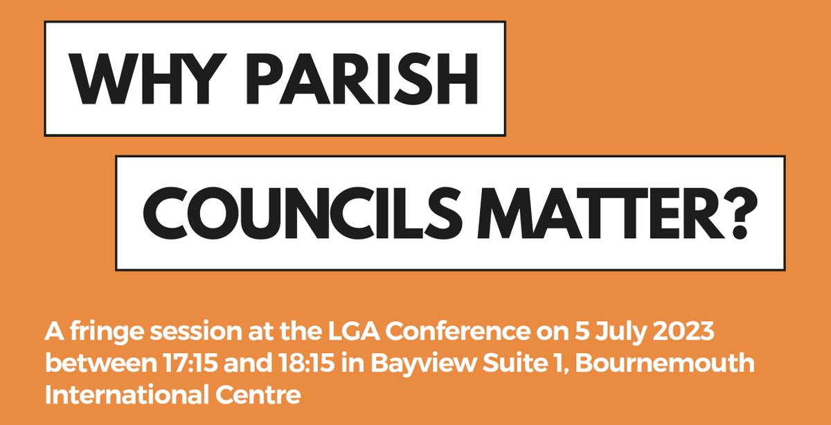 NALC's tweet image. 👥 Why parish councils matter? We&apos;ll ask that to @LGAcomms political groups in our fringe session at #LGAConf23 on 5 July 2023 (17:15 — 18:15) in Bayview Suite 1, @bicbournemouth.

🗣️ @CllrSeccombe @OvertonMarianne @Pete_Marland and @joeharrispark 

 🎤 @meganekenyon (@lgcplus)