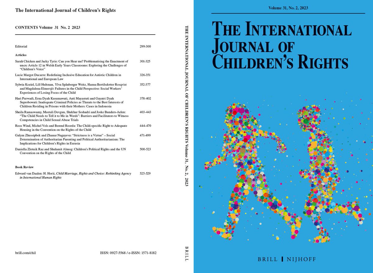 Brill_Law's tweet photo. ** New Issue **

The International Journal of Children's Rights, has published a new issue (Volume 31, No. 1). The Editorial is in #FreeAccess and two article are available in #OpenAccess: https://t.co/ZbBjnayY8b https://t.co/RRloo4F9mK