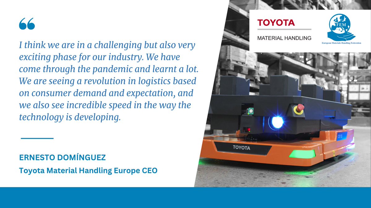 📢 In our latest industry leader interview, we spoke with Ernesto Domínguez, CEO at <a href="/ToyotaMH_EU/">Toyota MH Europe</a>. 

He shares his thoughts on the challenges &amp; opportunities our industry will experience in the coming years, &amp; how to adapt! 

Full interview here 👉 lnkd.in/ejmq_6YQ