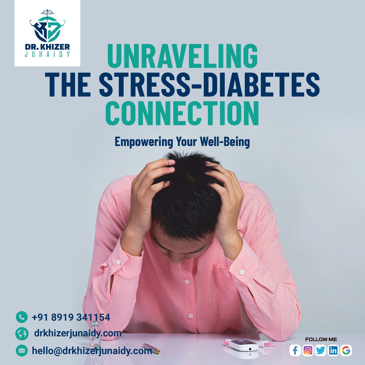 🌿 Unraveling The Stress-Diabetes Connection: Empowering Your Well Being🌞

Hello, Friends! Dr. Khizer Junaidy here, your trusted Physician and Diabetologist at <a href="/caspianhealth/">Caspian Healthcare</a>. Today, let's explore the profound impact of stress on our health and well-being, with a specific focus
