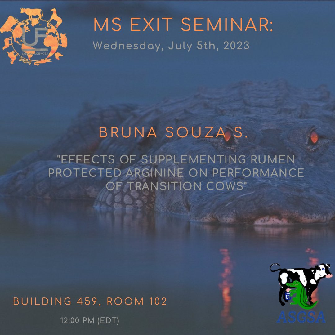 ASGSA_UF's tweet photo. Folks🗣️,
Here a reminder of the exit seminar for today🗓️. #ASGSA wants to extend the invitation and wish the best for the presenter.
#GoGators
#UF
#ANS https://t.co/cL5J3bKf7q