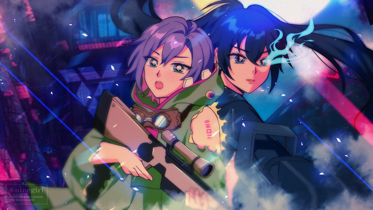 "𝑏𝑒𝑡𝑡𝑒𝑟 𝑡𝑜 𝑓𝑖𝑔ℎ𝑡 𝑓𝑜𝑟 𝑠𝑜𝑚𝑒𝑡ℎ𝑖𝑛𝑔 𝑡ℎ𝑎𝑛 𝑙𝑖𝑣𝑒 𝑓𝑜𝑟 𝑛𝑜𝑡ℎ𝑖𝑛𝑔"
— entry for @ConvictionStd art contest #CVART

I draw Nanami and my favorite character Black Rock Shooter fighting together to protect Neosaka 🔥

Thank you for the event!