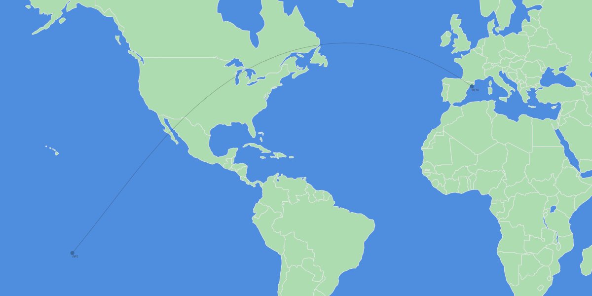 ⚠️Comlux Aruba operará hoy uno de los vuelos más singulares en la historia del Aeropuerto de Barcelona-El Prat,  su Boeing 787-8 volará desde Papette (Polinesia Francesa) a El Prat, convirtiéndolo en el vuelo más largo jamás operado a BCN con 16.245km y unas 18h 30min de vuelo.👇