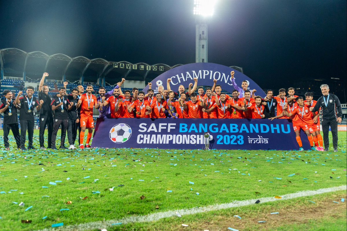 SAFF Cup Champions! 🏆🇮🇳 Unstoppable spirit, unforgettable victory. This one's for the fans and our nation! 🙌