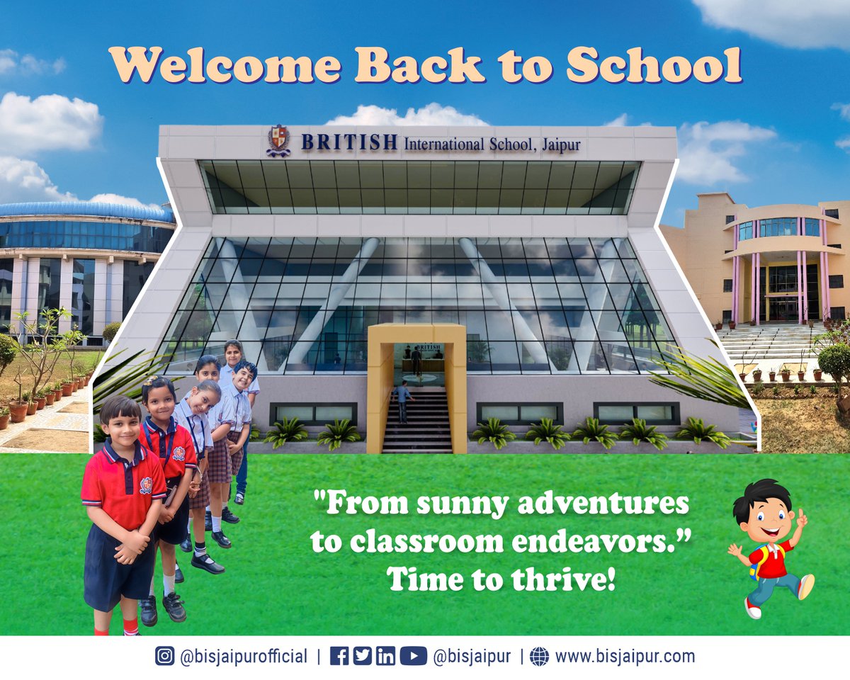 bisjaipur's tweet photo. From summer's end to school's restart, the fun meter is about to hit max! Get ready for a whirlwind of laughter, friendships, and unforgettable memories. Let the excitement unfold!

#bisjaipur #britishinternationalschool #backtoschool   #bestschool #education #bestschool #CBSE https://t.co/DSsprlmzLl