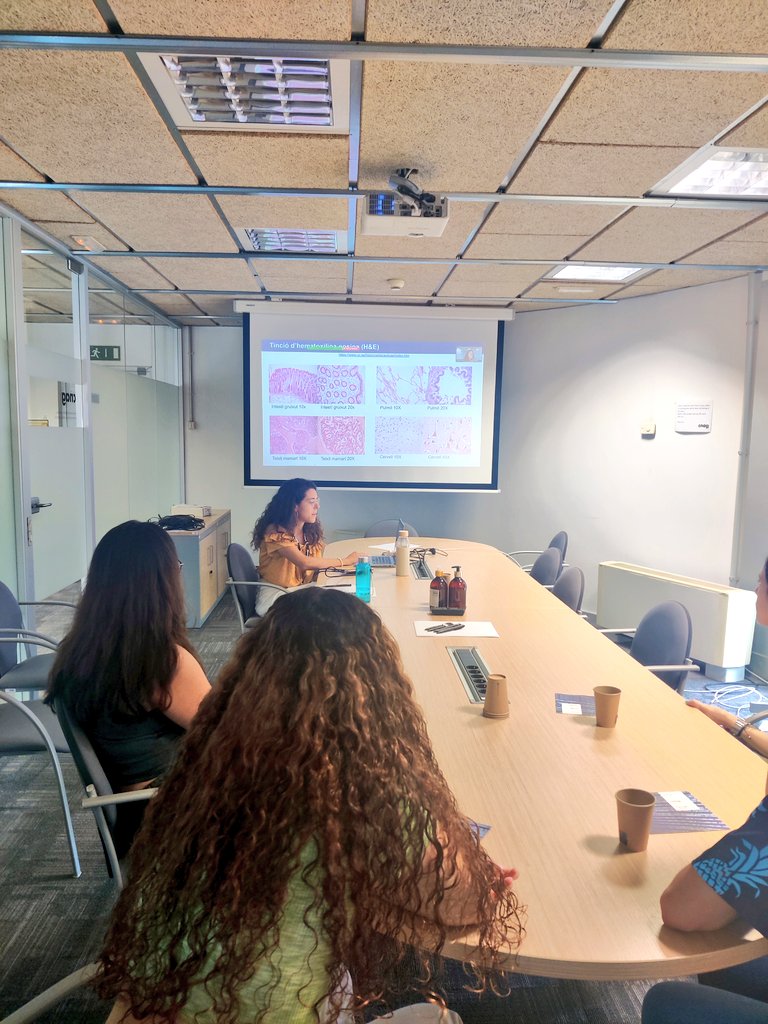 paulanietog's tweet photo. On Monday, highschool students came to @cnag_eu to carry out their research project thanks to @PCB_UB #Batx2Lab programme.
They will work on @10xGenomics Visium data so @MarcheseMimma @ljimenezgracia and I gave them the full tour/tutorial on how we do things at the @hoheyn lab 💪 https://t.co/rsBwJjOZBT