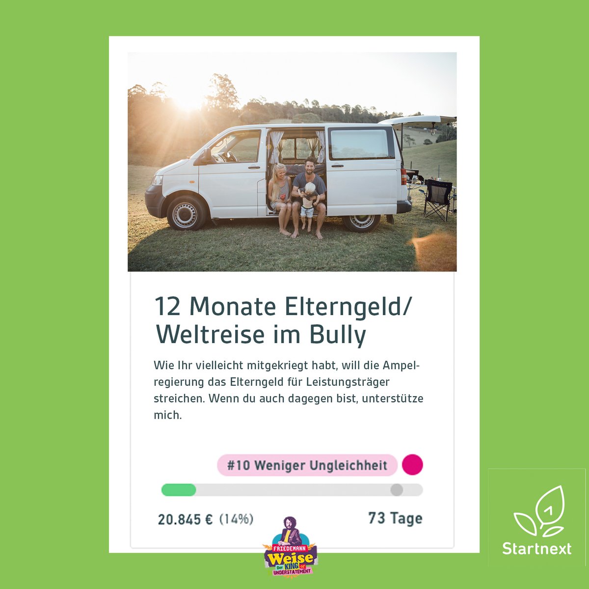 Es fällt mir nicht leicht, sowas zu teilen, aber wir haben fest mit dem Elterngeld gerechnet. Wir freuen uns auf die Reise fast mehr als auf das Baby. 
Deshalb: Auch wenn du nicht viel hast, jeder Euro macht einen Unterschied. Danke <3
Link in den Kommentaren.