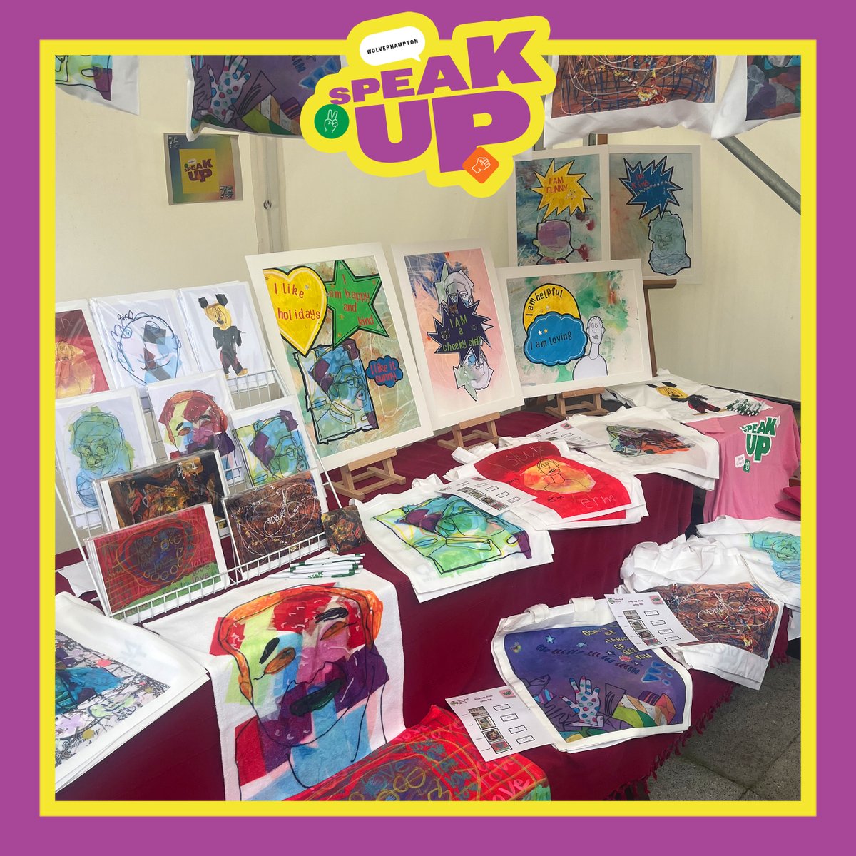 Today we are with students from <a href="/tettenhall_wood/">Tettenhall Wood School</a>,  celebrating one year of working with them as part of our Speak Up programme with the <a href="/NationalTheatre/">National Theatre</a>. They have created works of art and selling prints, tote bags and other items featuring the work in celebration of NHS 75.