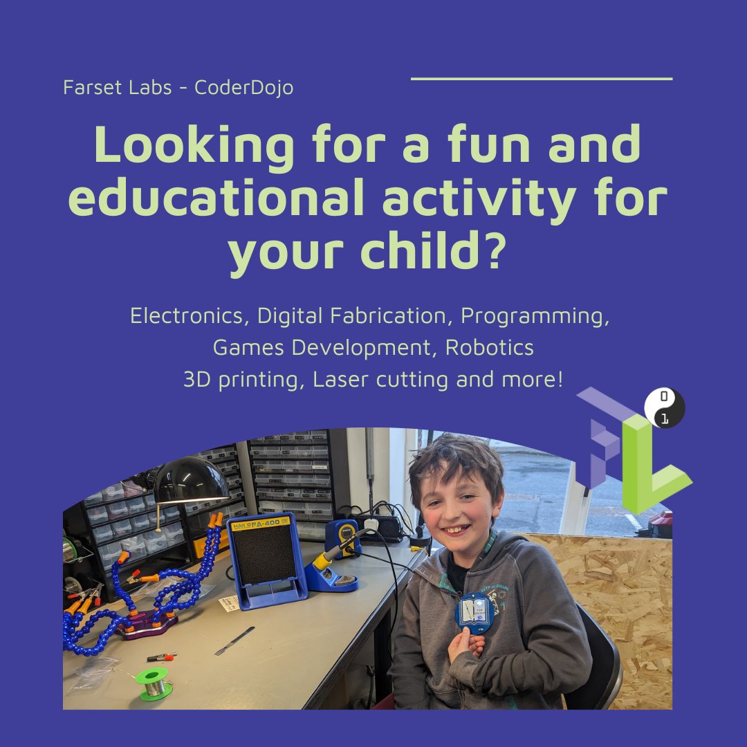 We're back again for this months @Coderdojo in <a href="/FarsetLabs/">Farset Labs Hackerspace</a> on Monday the 24th of July! Remember to register in advance and we'll see you then! #coderdojo #education #programming #codeclub  zen.coderdojo.com/events/ca5e164…