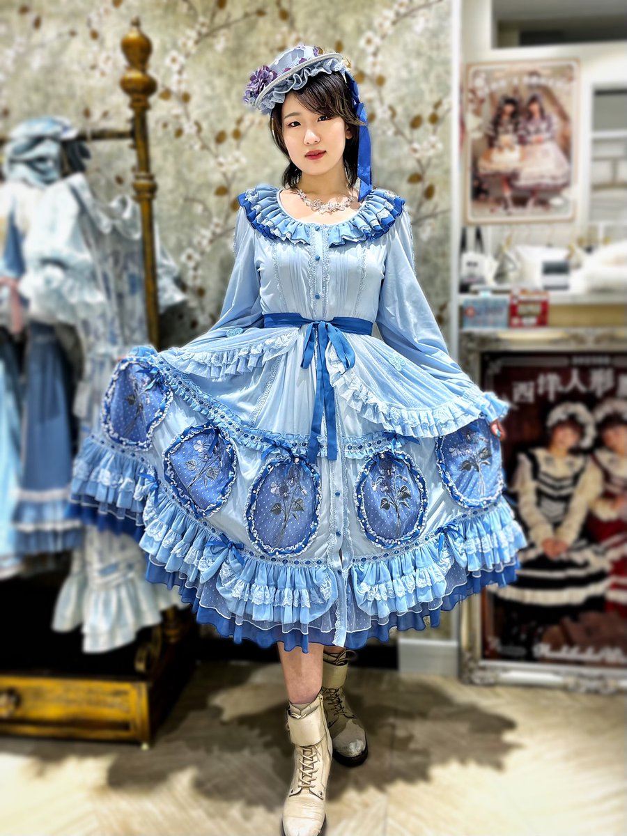 逸品】 星箱works 城咲ロンドン コラボ ワンピース サックス ロリータ