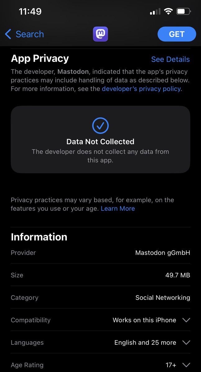 👀 One of these is a new social media app owned by Meta, the other one is where you can find us mastodon.xyz/@privacyint
