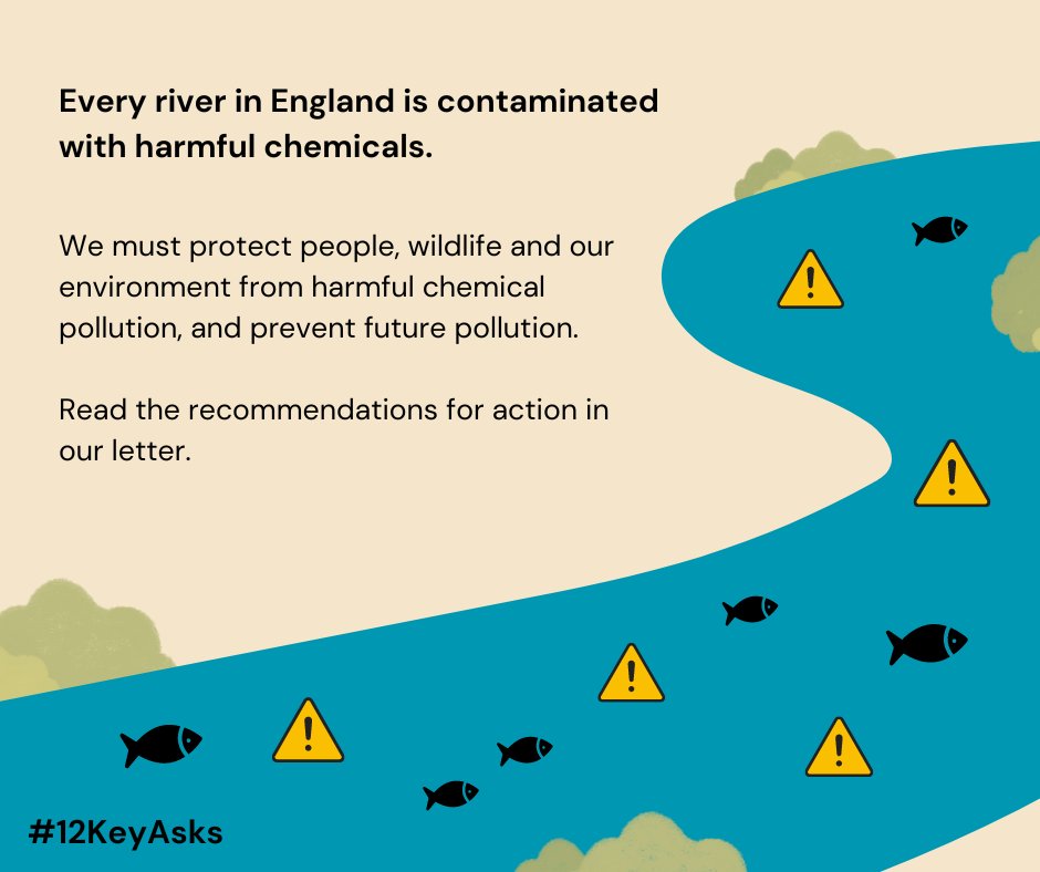 WCL_News's tweet photo. 🌊Not one river in England is free from #HarmfulChemicals.🧪
We & others have written to @DefraGovUK with
#12KeyAsks to protect people, wildlife and our environment.
Read more https://t.co/1JsEtbOZjx
& demand change https://t.co/TxnKt2OKbP https://t.co/I3MlZ0hTLa