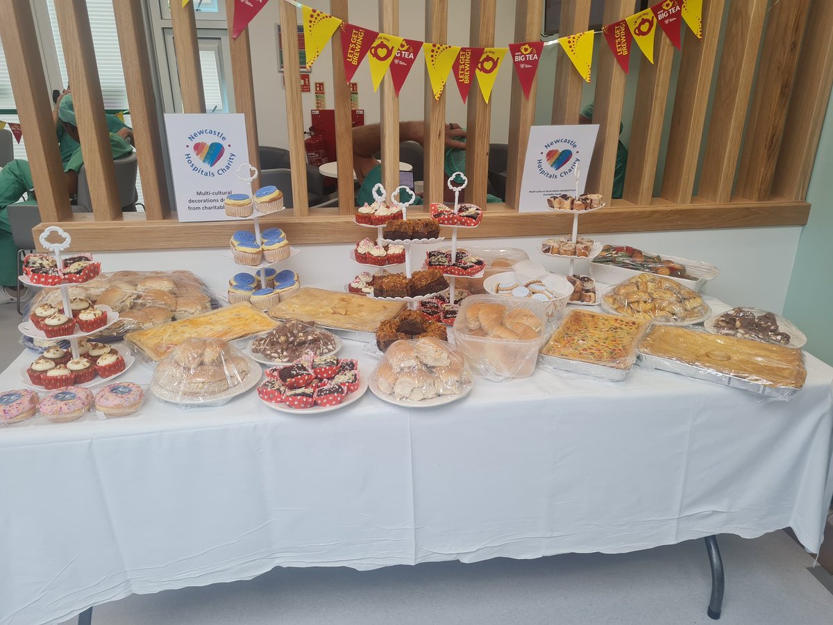 montemoo's tweet photo. Today at the Day Treatment Centre at Freeman Hospital we celebrated 75 yrs of the NHS with a buffet and cake sale #NEYNextGen @NewcastleNMAHPs https://t.co/xAQJVVkiHi