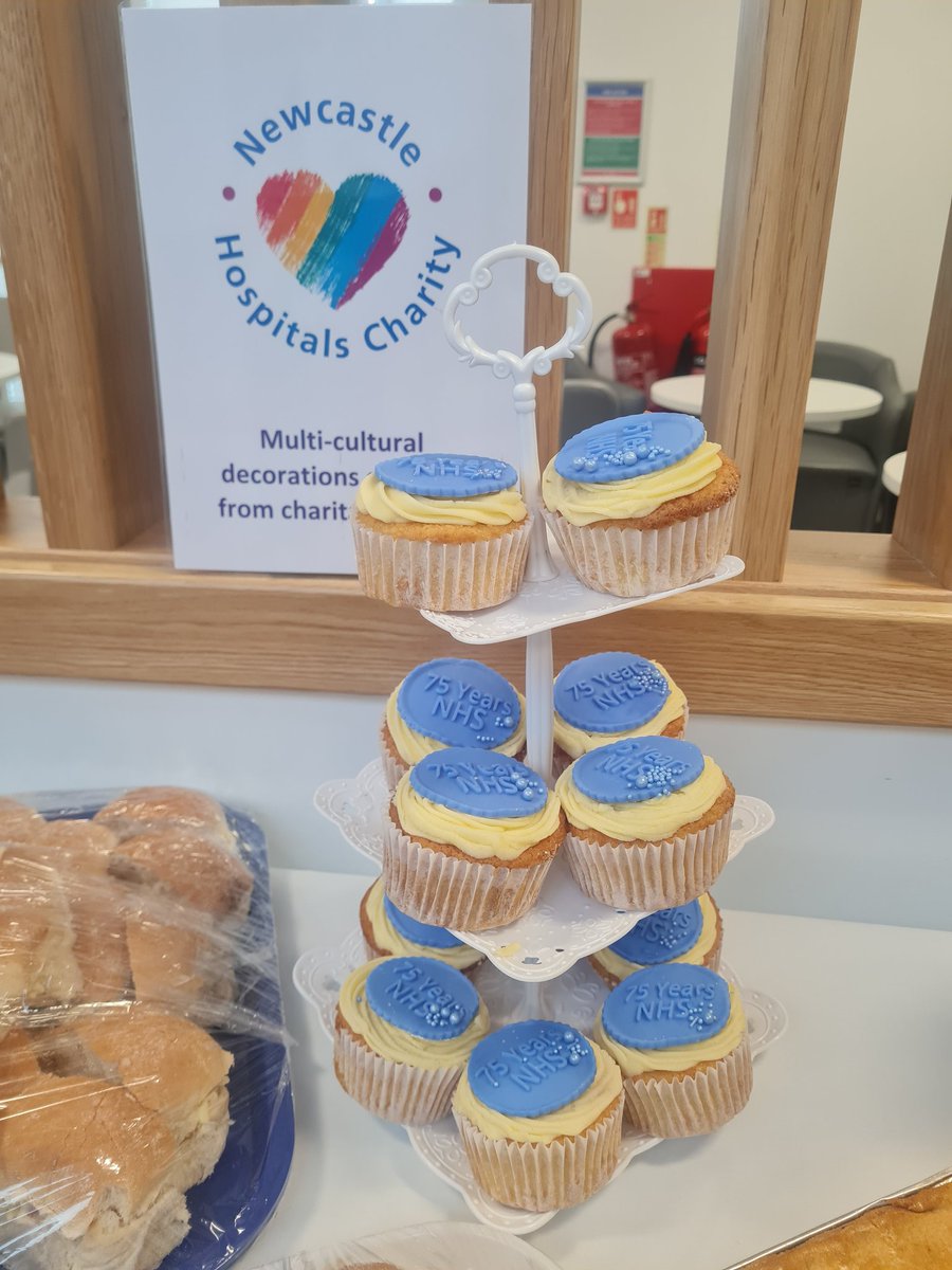 montemoo's tweet photo. Today at the Day Treatment Centre at Freeman Hospital we celebrated 75 yrs of the NHS with a buffet and cake sale #NEYNextGen @NewcastleNMAHPs https://t.co/xAQJVVkiHi