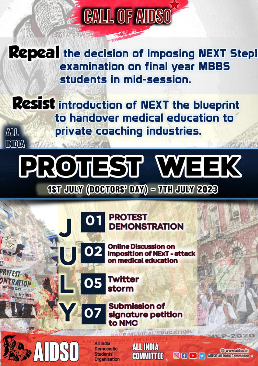 AIDSO_AIC's tweet photo. Say no to #NEXT

Resist NExT - save medical education

#nonextfor2019batch
#cancelnext
#savemedicaleducation
#AIDSO

@NMC_IND
 @medicaldialogs @MoHFW_INDIA @PMOIndia https://t.co/K8HEH2yMRP