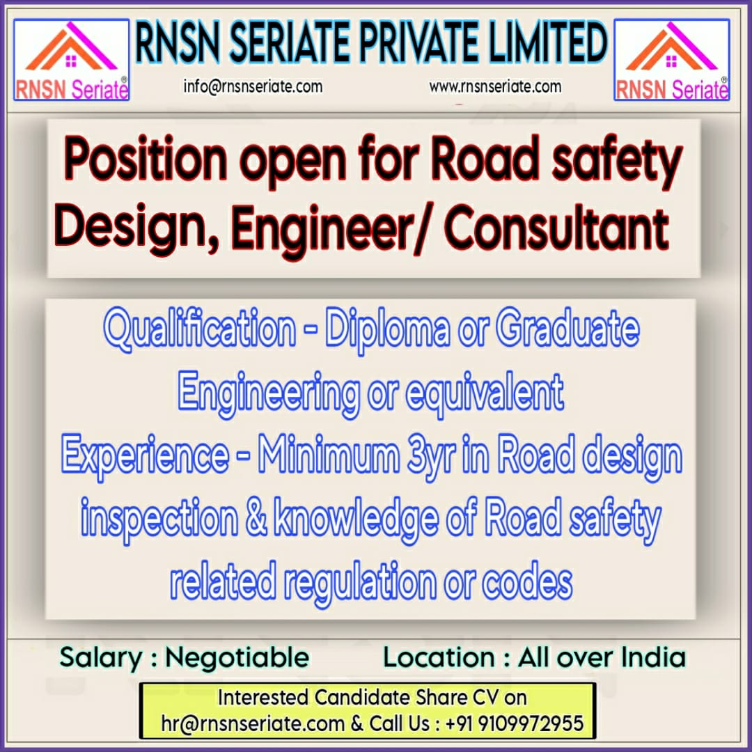 PoojaDew_RNSN's tweet photo. #Position open for Road Design Engineer/ Consultant.

✅ Qualification : Diploma or Graduate engineering or Equivalent 
✅ Experience - Minimum 3yr in Road design, inspection &amp; knowledge of Road safety related regulation or codes

Salary : Negotiable
Location : Raipur &amp; Gujrat https://t.co/KfJWNbUIor