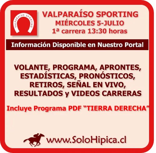 solohipica's tweet photo. VALPARAÍSO SPORTING (Miércoles 5-Julio) Disponibles Programa Digital Carreras, Estadísticas, Aprontes, Retiros, Señal en Vivo https://t.co/KY6U2IUCVo #solohipica #ValparaísoSporting #ProgramaCarreras #Estadísticas #AprontesFS #RetirosFS #SeñalEnVivo #CarrerasDeCaballos #Hípica https://t.co/F4gIoxDzF4