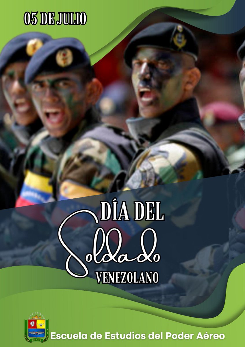#05Jul  Se celebra el Día del Soldado #Venezolano, en homenaje a los soldados patriotas que bajo el comando de nuestro Libertador Simón Bolívar, culminaron con éxito la Campaña Admirable.
@Educacion_MPPD @Umbv_Fanb @cepttlumbv1 @AmbFanb @educacion_amb