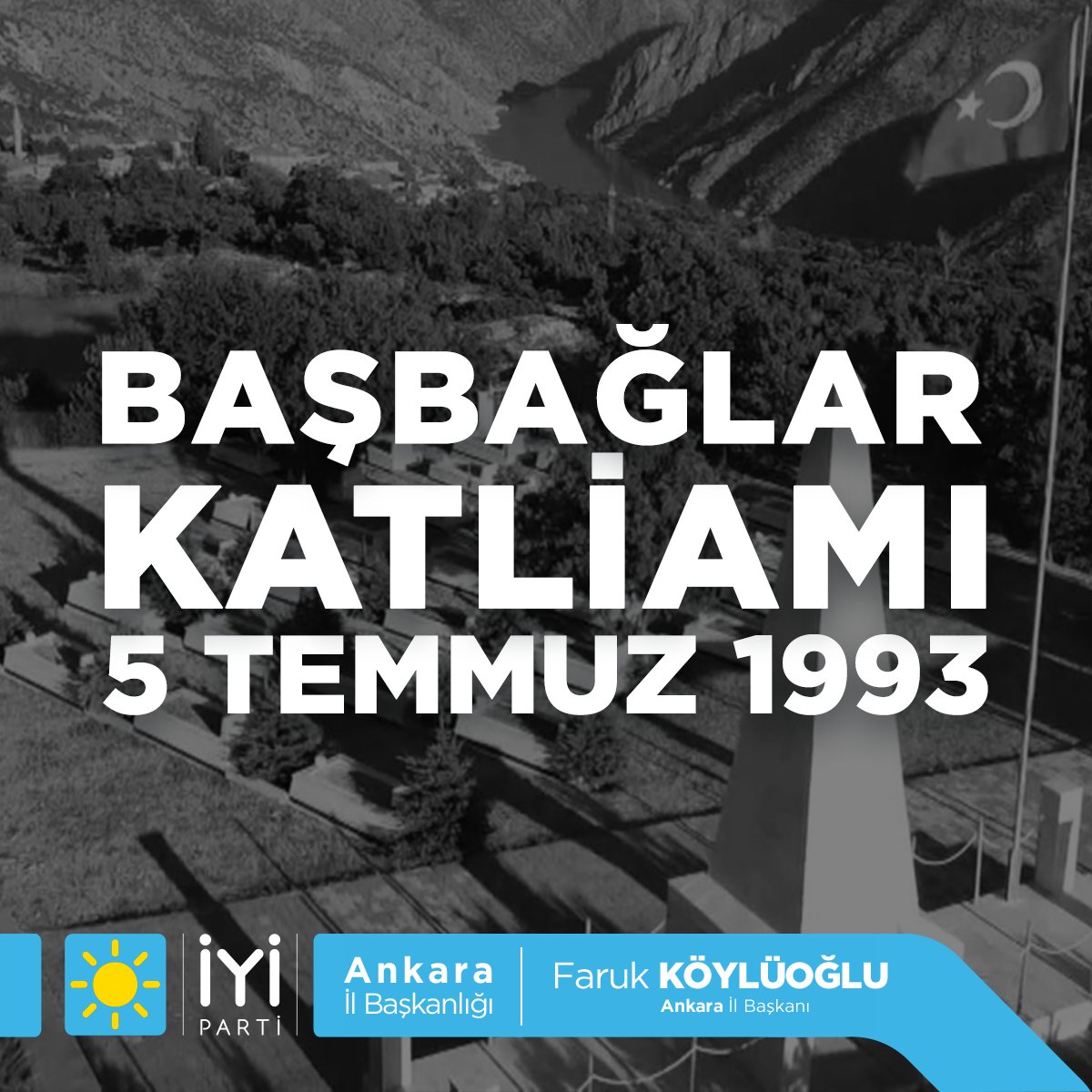 iyipartiankara's tweet photo. 5 Temmuz 1993’te Erzincan Kemaliye Başbağlar Köyü’nü basan hain PKK terör örgütünün katlettiği 33 yurttaşımızı saygı ve rahmetle anıyoruz.
#BasbağlarKatliamı 

@meral_aksener 
@iyiparti 
@KoyluogluFaruk https://t.co/m3h3QN5GNZ