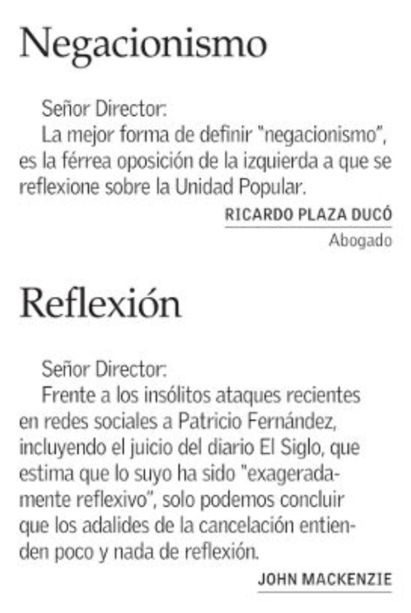 cleovar's tweet photo. El Mercurio Cartas/Otra del comunismo: Pretenden negar la existencia del UP, del gobierno de la miseria y expropiación de los mil días de Allende y más encima culpar al Gob. Militar del orden y recuperación de Chile. PC sinónimo del negacionismo. https://t.co/F1OpXOlvgq