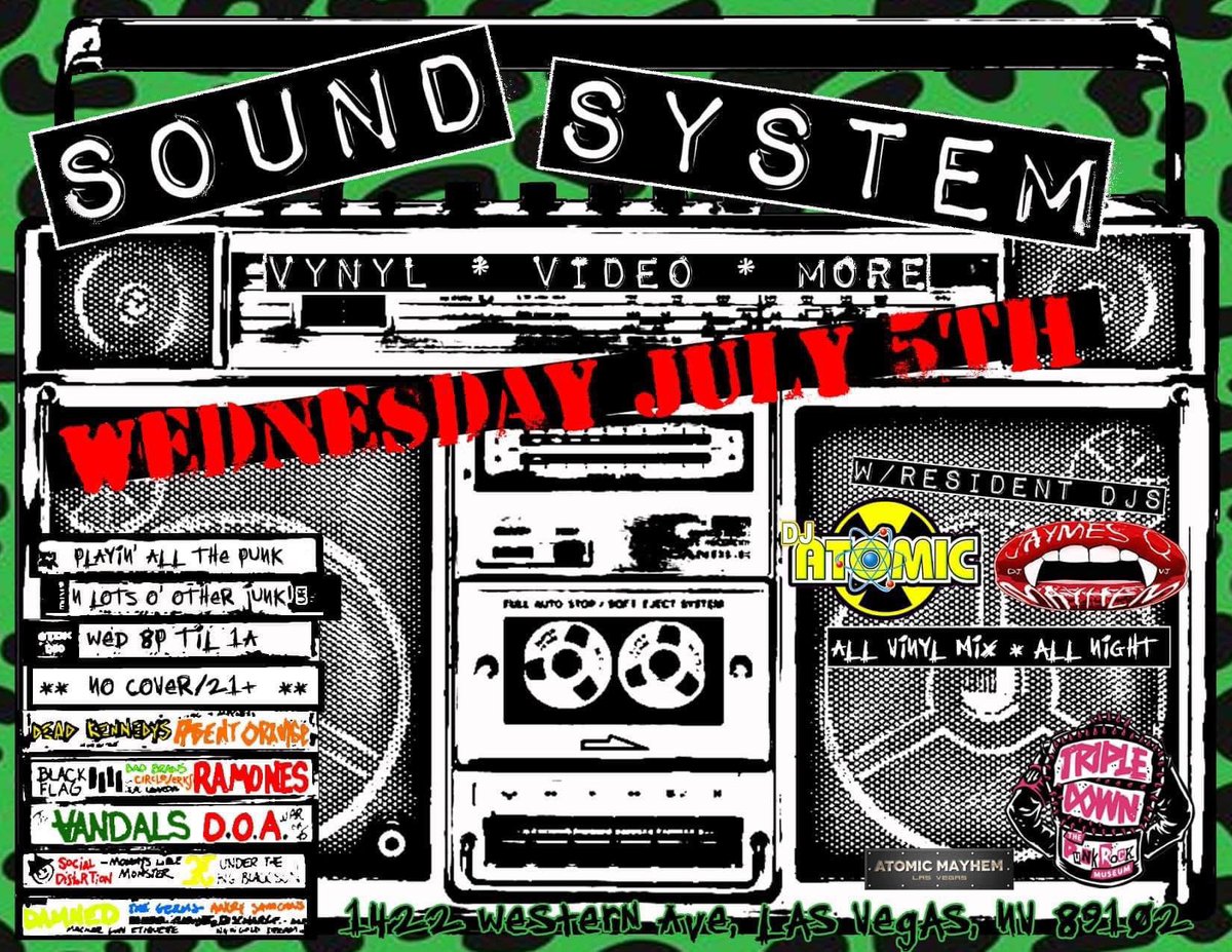 VivaSkaRadio's tweet image. Come see me tonight at #ThePunkRockMuseum in Las Vegas! 7pm till 2am! #TripleDownBar