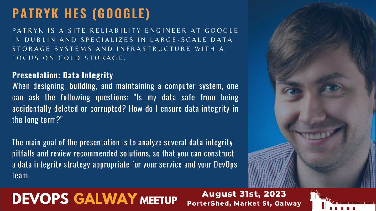 Delighted to announce that Patryk Hes (SRE @ Google) will be joining us in Galway for our August meetup.

RSVP via meetup.com/devops-galway/…
