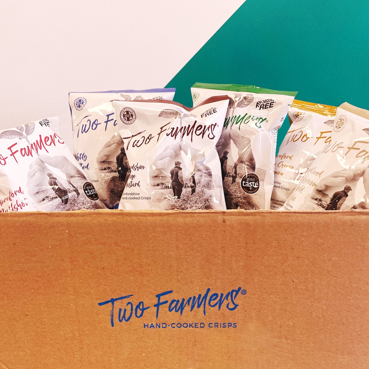 fourleafagency's tweet photo. As part of Plastic Free July, we’ve stocked up on @TwoFarmersHFD crisps, which come in plastic-free compostable packets. When a standard crisp packet takes 10-20 years to break down and these take 36 weeks, it’s a no-brainer for us. Question is, which flavour would you choose? https://t.co/S7yhvx4i7u