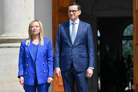 DantiNicola's tweet photo. A Varsavia nascono i Fratelli di Polonia, con la benedizione di Giorgia Meloni e l’avvallo delle posizioni sovraniste contro l’Italia.

Dopo che Polonia e Ungheria in Consiglio Europeo hanno scelto di sbattere la porta in faccia ai Paesi che maggiormente accolgono migranti come l'Italia, Giorgia #Meloni cosa fa? 
Si presenta orgogliosamente in conferenza stampa a fianco del premier polacco, difendendo la posizione degli amici sovranisti. 
Dopo Fratelli di Ungheria ora anche Fratelli di Polonia. Ma degli interessi dell'Italia, mai?