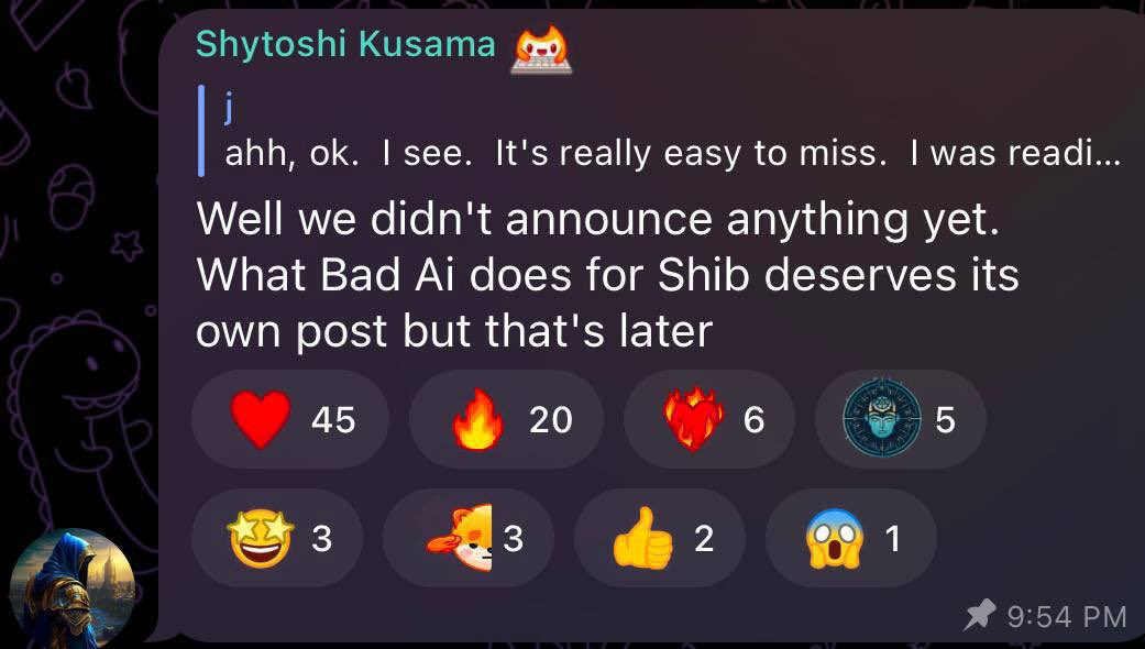 For those who ask what <a href="/badideaai/">Bad Idea AI</a> is here some words from <a href="/ShytoshiKusama/">Shytoshi Kusama™</a> 

#Shib 
#Shibarium
#ShibArmy