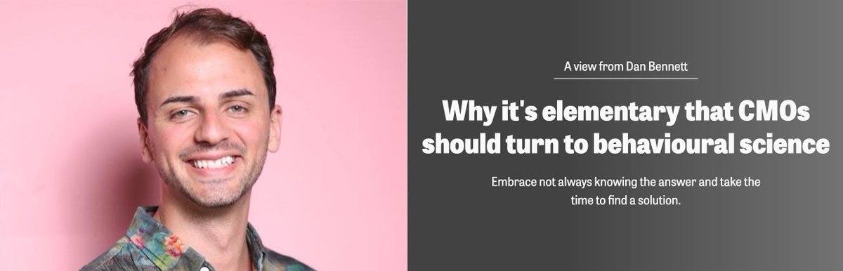 Read @danbenyork's thoughts in @Campaignmag ahead of #Nudgestock2023 on 'Why it's elementary that CMOs should turn to behavioural science. It's okay to embrace not always knowing the answer and take the time to find a solution.' Read more 👉 : lnkd.in/ezpJNc8h