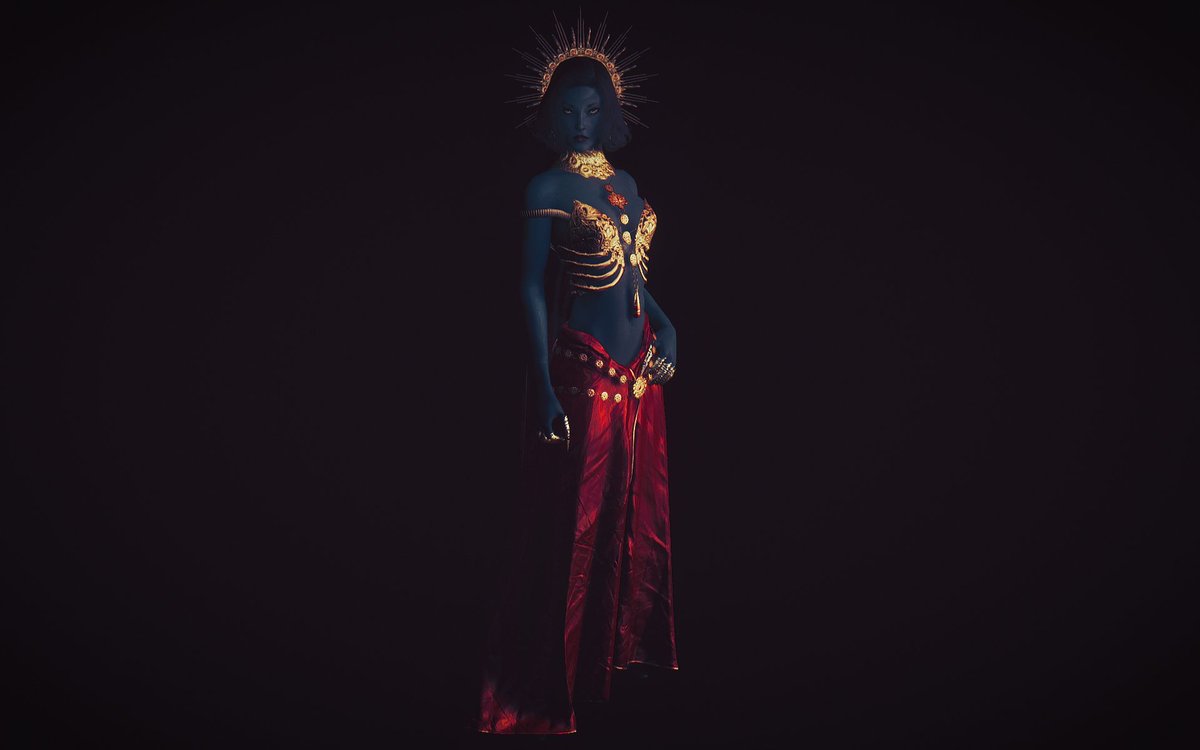 Falka wearing the MDP Outfit Retex "Patron Of War" coming soon at my Patreon. The MDP is here: nexusmods.com/skyrim/mods/10…… #Skyrim #SkyrimMods #MythicDawn #priestess #gold #halo