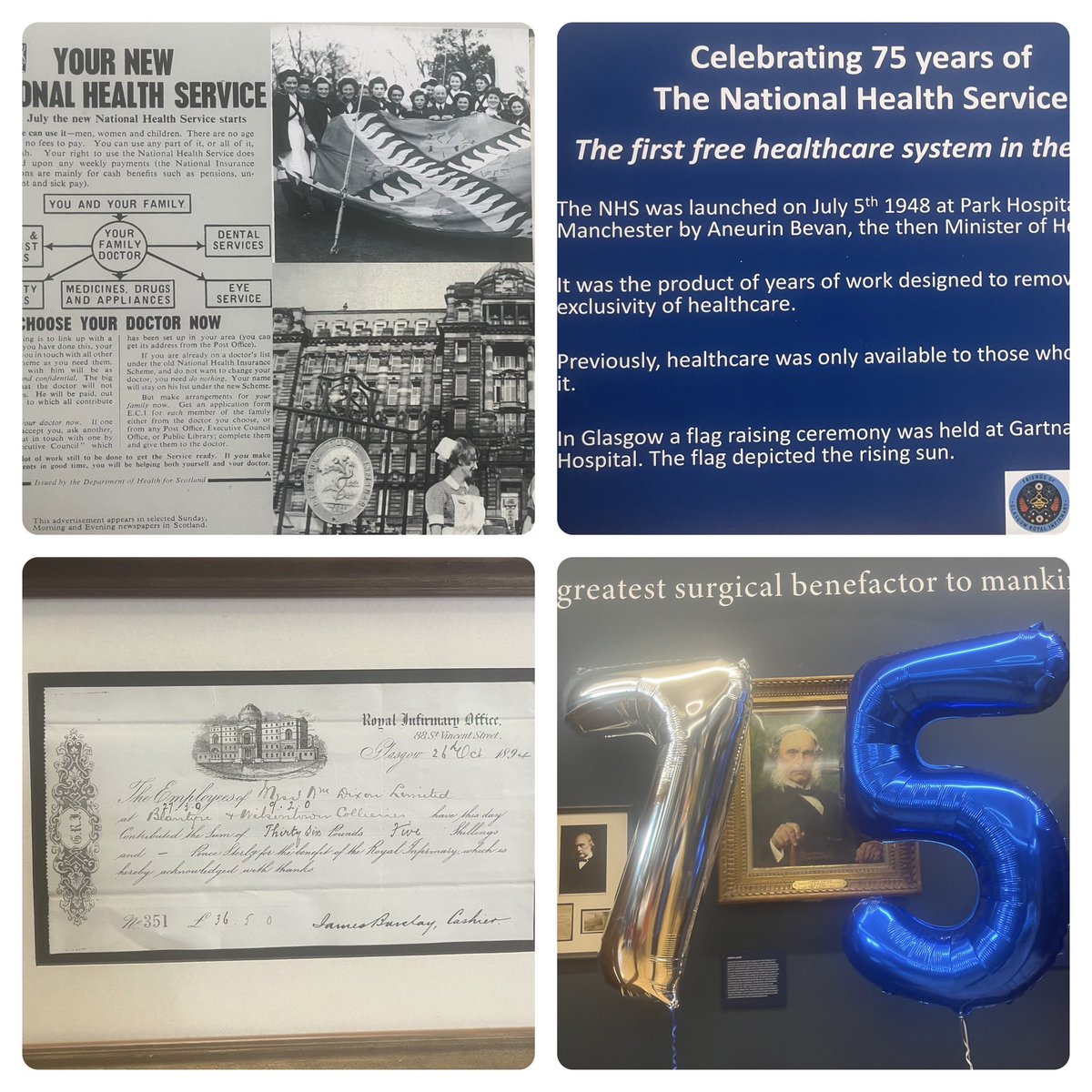 FriendsofGRI's tweet photo. Happy 75th birthday NHS 🎈🎂 

The 1st free healthcare system in the world. Prior to this everything cost &amp; if you couldn’t pay you didn’t get 😭 

We open today at 1pm &amp; we are celebrating 🥳 Come visit! 

We have cake😉&amp; new displays

Now lunch for our fab volunteers. https://t.co/m3WYmAYt78