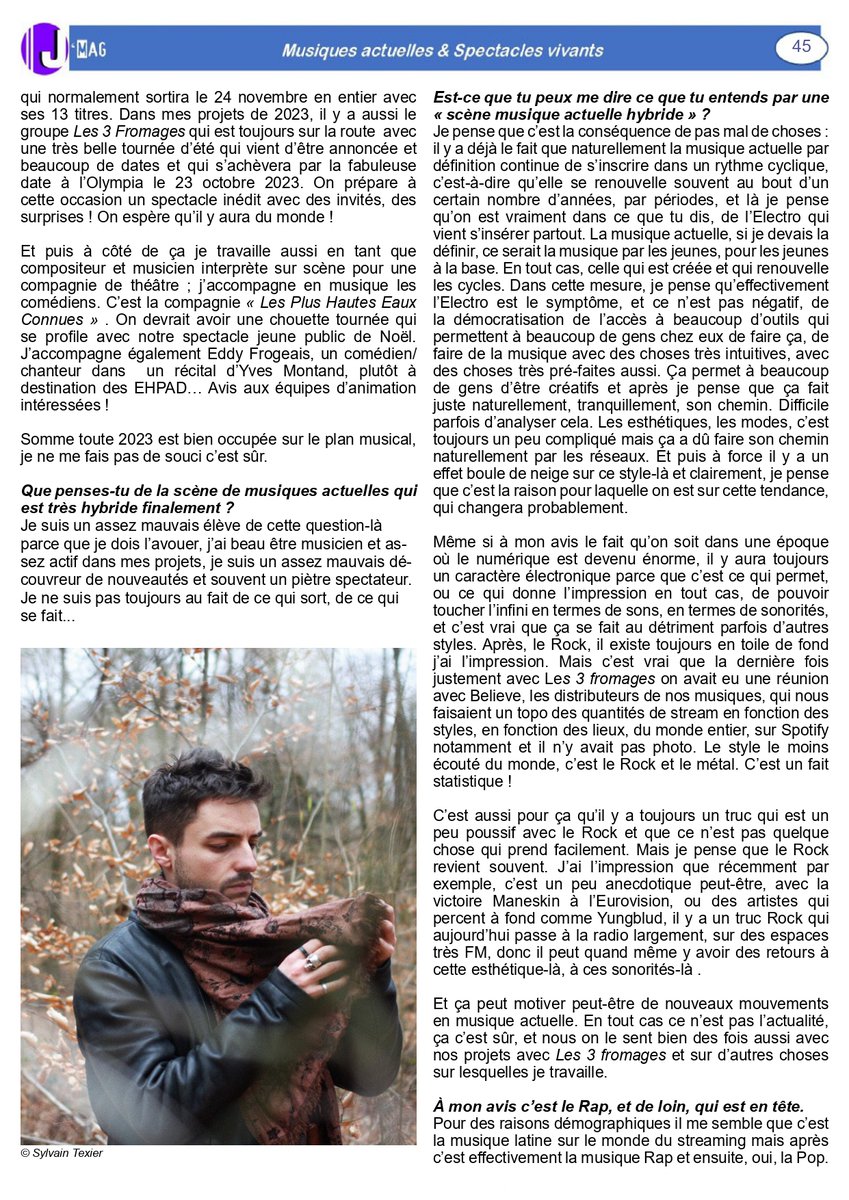 attentiontalent's tweet photo. Retrouvez le J'Mag #47 (31/05/23) et ses 23 interviews en téléchargement sur https://t.co/1J7h00672U et https://t.co/Hz2lfeNDY8 ou https://t.co/9HoGnLHLDK !
Kevin Rousseau (Musique instrumentale)😀
Bonne lecture ! 😉 https://t.co/4InkokZxhd