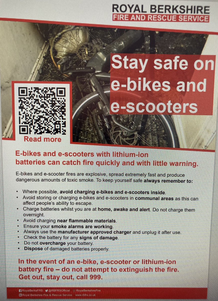 Stay safe with e-bikes and e-scooters  
#ebike #escooter #electricalsafety #chargesafe #fire