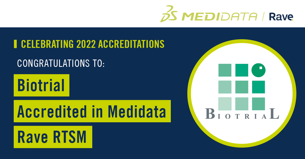 Congrats to @Biotrial on their @Medidata Rave RTSM #accreditation! Biotrial is a leading CRO w/ extensive Phase I–IV #ClinicalTrial experience for global #pharma & #biotech orgs, improving their approaches to #DataManagement, #biometrics & beyond. Read on: mdso.io/opn