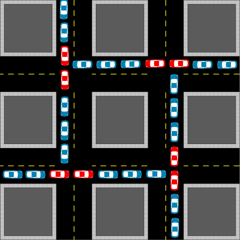 BotHakase's tweet photo. グリッドロック【gridlock】交差点の上で渋滞が発生し、車が動けない状態になる現象のこと。交差点の各方向から進んできた渋滞の列がお互いの進行を防いでしまうことで起こる交通の膠着状態。 https://t.co/1EPS1Fb2MG