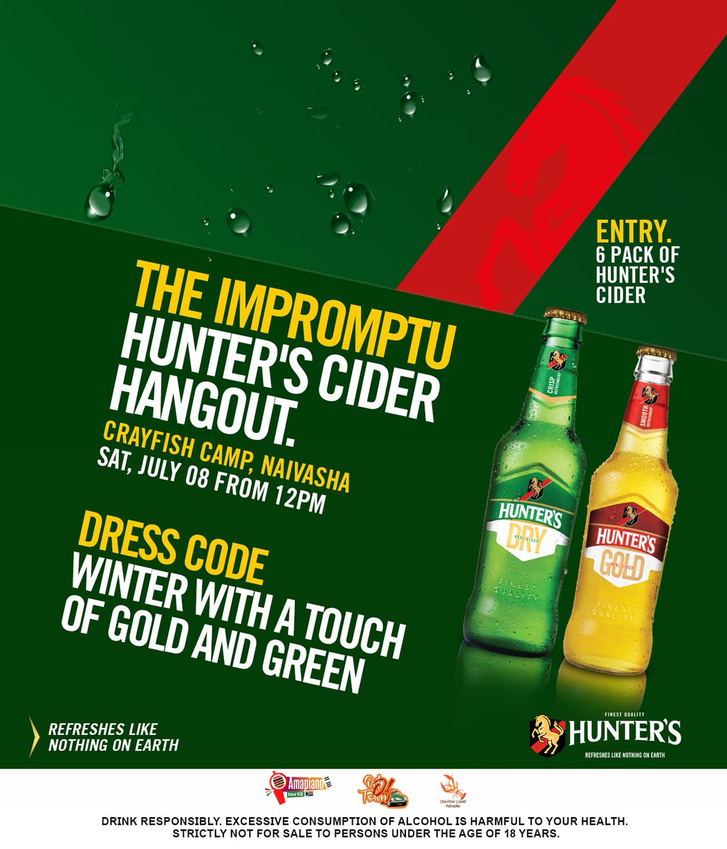 KeAmapiano's tweet image. Timetable and Dress Code Alert!!!!🥳🥳
We are going to be having nothing but good vibes this Saturday at the Crayfish Camp Naivasha courtesy of @hunterscider . We start bright and early at exactly 1200hrs. 
Tupatane Naivasha
#amapianotourke 
#holdyourhunters