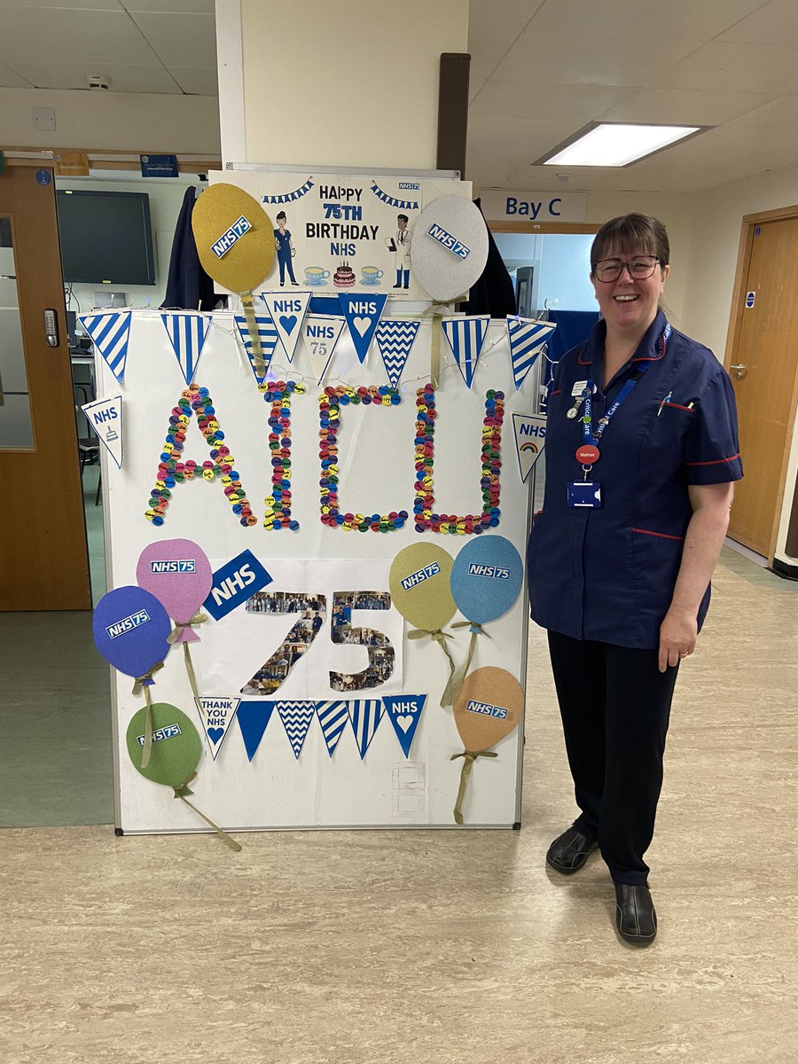 Michelle_odp's tweet photo. Lots of 75th NHS birthday celebrations happening today on GH ICU @AicuSDM @Kim58584068 @glenfield_aicu Well done everyone. Fantastic achievement. @RMitchell_NHS @JasonHofN @LLFletch1005 @clairejones1973 https://t.co/6RmTKqLhQ7