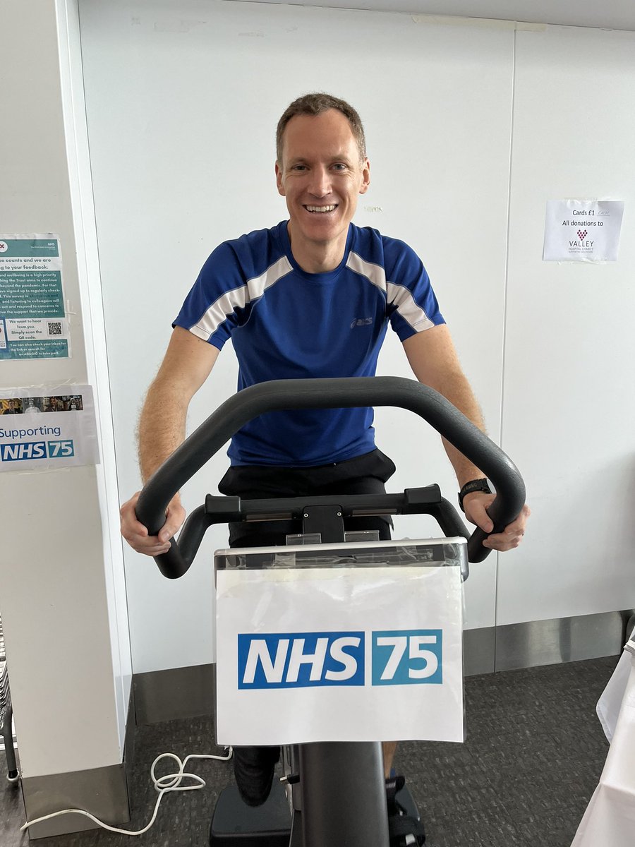 NHS 75 celebration @DarentValleyHsp charity cyclathon! From @drtomclark CMO and @GuyDentith CFO Many congratulations 🎉 @JWDGTCEO @ClinicalEd_DVH @VHCharity