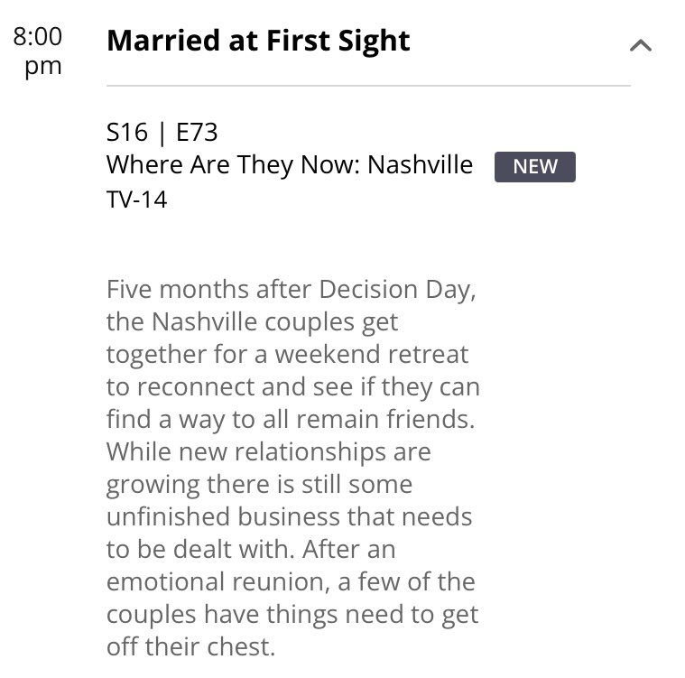 MAFSFan's tweet image. Happy Wednesday! Here’s what’s coming up on Married At First Sight tonight! While there will be a couple of recap/clip shows next week, this is basically the last official episode of the season…finally!! 🎉🎉 

#mafs #MarriedAtFirstSight #mafs16 

Have a wonderful day! 🩷