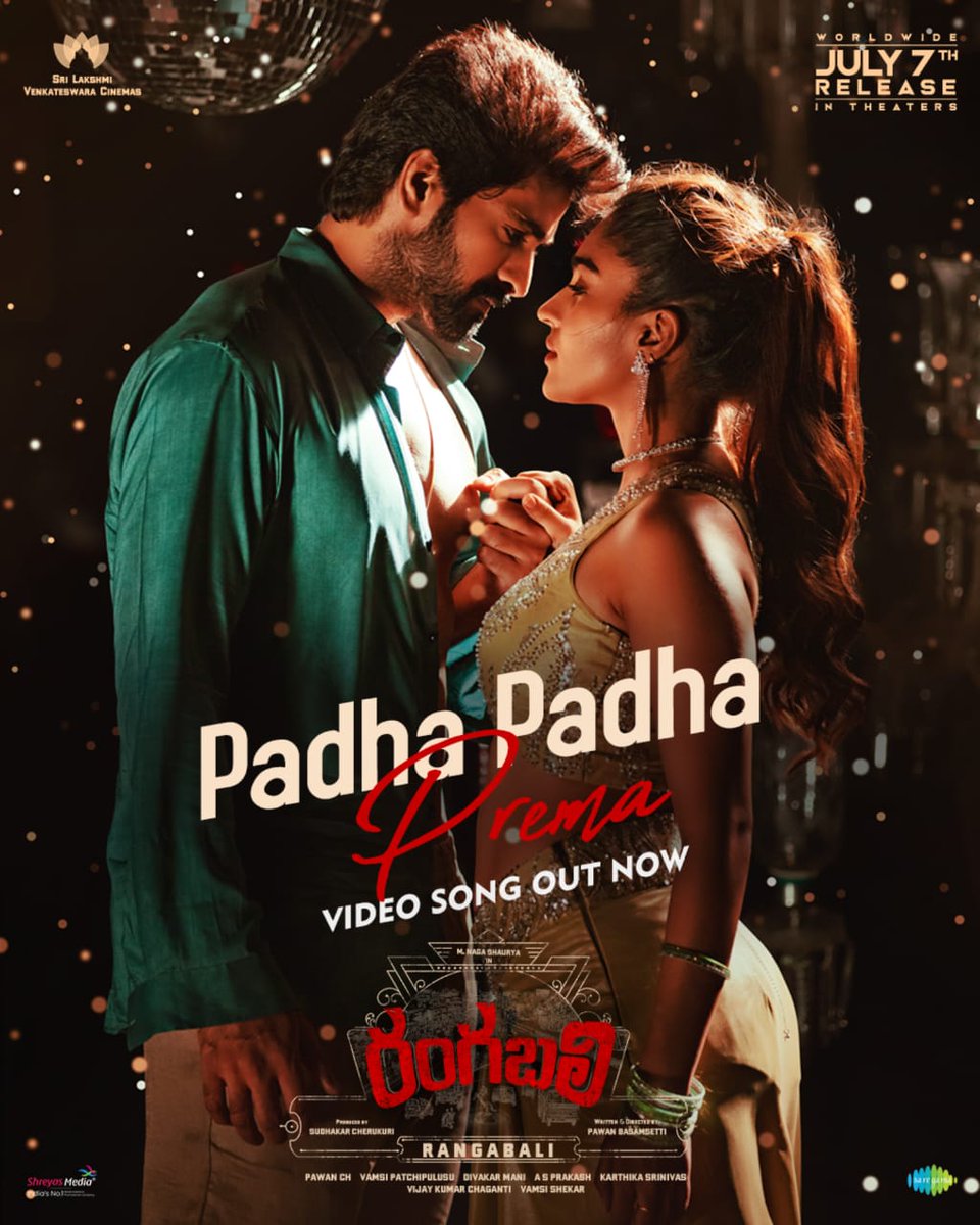 shreyasgroup's tweet photo. The sizzling chemistry of love ❤‍🔥

#PadhaPadhaPrema video song from #Rangabali out now ❤️

- https://t.co/qj9I0St6uM

In cinemas from July 7th 💥💥

@IamNagashaurya #YuktiThareja @PawanBasamsetti #Satya @pawanch19 @HiralViradia @amaravind @IananthaSriram   @SLVCinemasOffl @saregamasouth @shreyasgroup