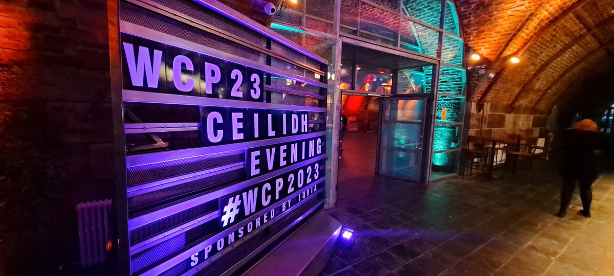 thejiggers's tweet photo. The Jiggers had a blast playing for #wcp23 in asssociation with @VisitScotland @IUPHAR @BritPharmSoc  @PLATFORMgla Literally hundreds of dancers from all over the world on a huge dance-floor having a great ceilidh. A beautiful picture (especially from the stage)🔊 https://t.co/uQsEsvft6T