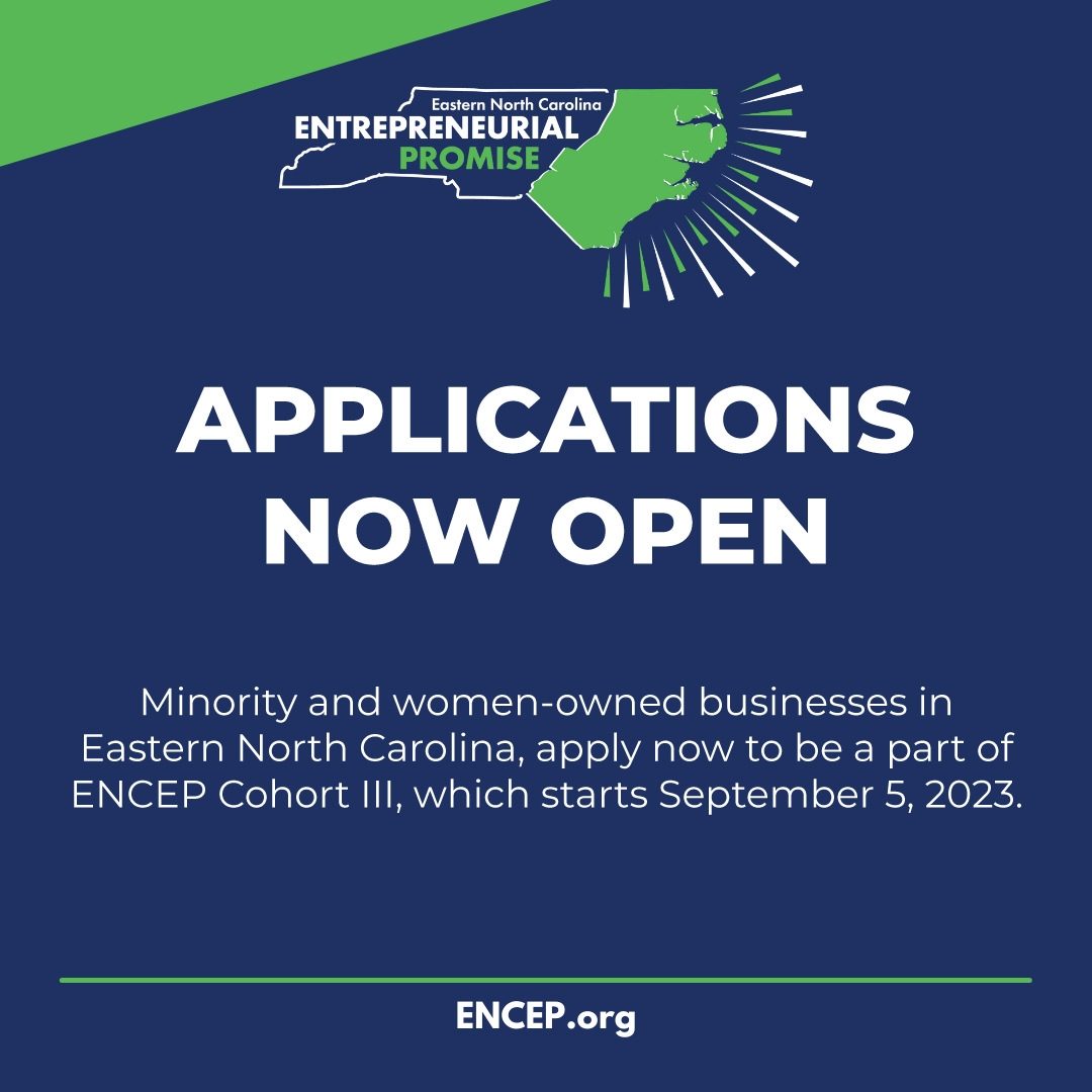 EasternNcep's tweet photo. Now accepting applications for our next cohort launching September 2023. Apply online today at https://t.co/S3B0ytkLM5

ENCEP is a virtual regional incubator for diverse companies in underserved counties of eastern NC. Learn more and apply at https://t.co/98Ek24rwcm https://t.co/Tj7W3SrJAl