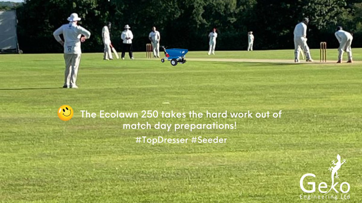 geko_eng's tweet photo. You can’t beat the #cricket on a sunny Saturday afternoon! The Eco250s can spread at least 1 tonne of material such as cricket loam, sand or top dressing per hour. Ideal for wicket &amp; outfield maintenance.
 https://t.co/pRfgaphFNU
#greenkeeper #groundsperson #landscaper #gardener https://t.co/lTSywgDf2Y