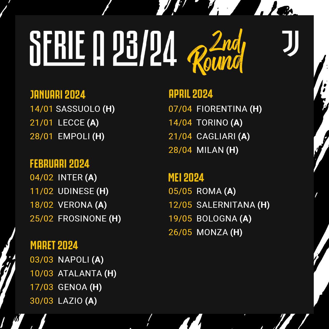 Jadwal musim 23/24
#FinoAllaFine #ForzaJuventus ⚪️⚫️