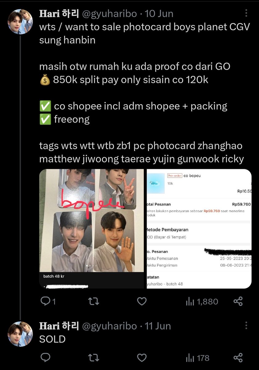 phbcore's tweet image. ‼️ EXPOSING SCAMMER INA PC CGV ZB1 ‼️
@gyuharibo @haogalak @maeumgyu

ELVA RISTIONITA NAINGGOLAN

082268092674 / 0895322067367
BRI 336101047008533
shopee: peachestae / mosfairy / eternitybloom
dn line: gyuharibo 🧸🍓

details ⤵️